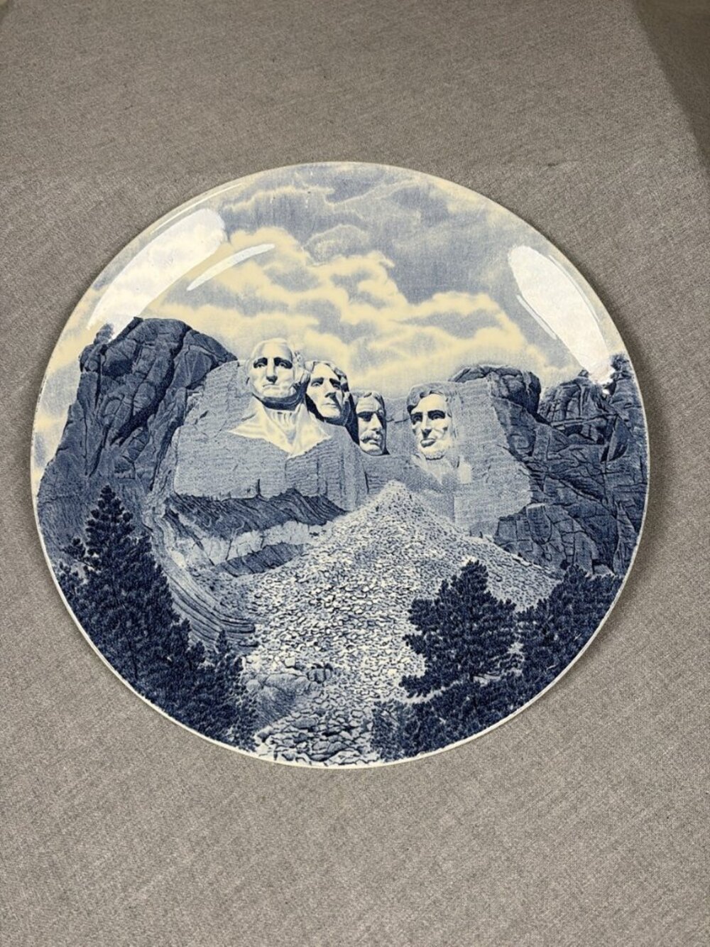 Johnson Brothers Mount Rushmore Plate Blue White Transferware England